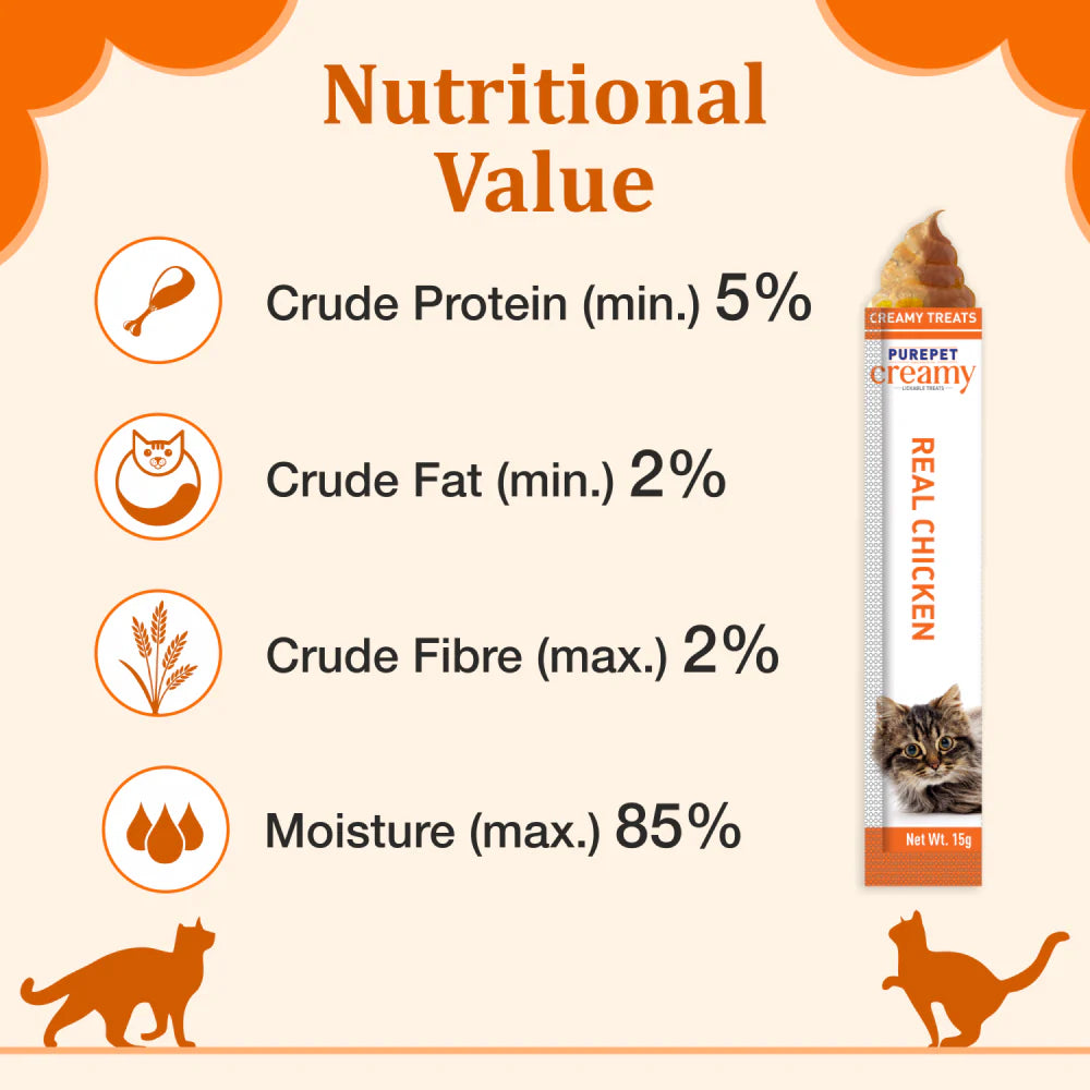 Purepet Real Chicken Creamy Treats For Cats