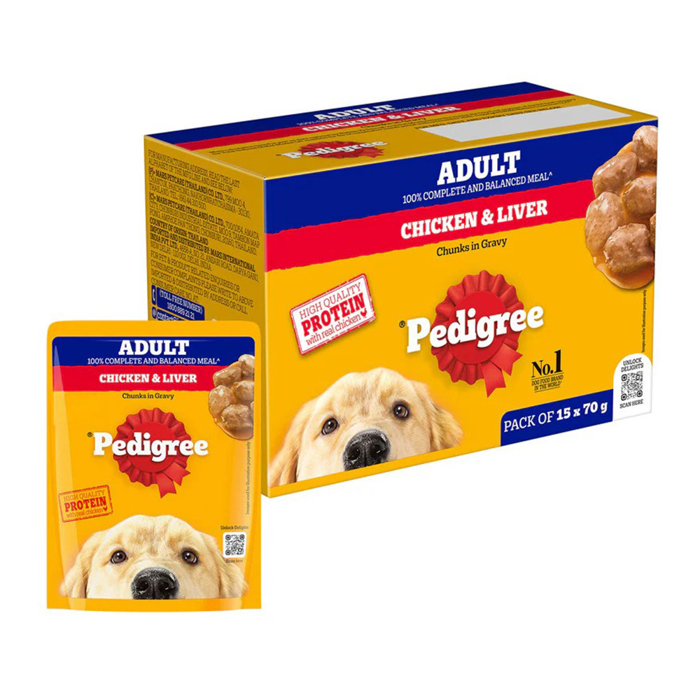 Pedigree Chicken and Liver Chunks in Gravy Adult Dog Wet Food (70g)