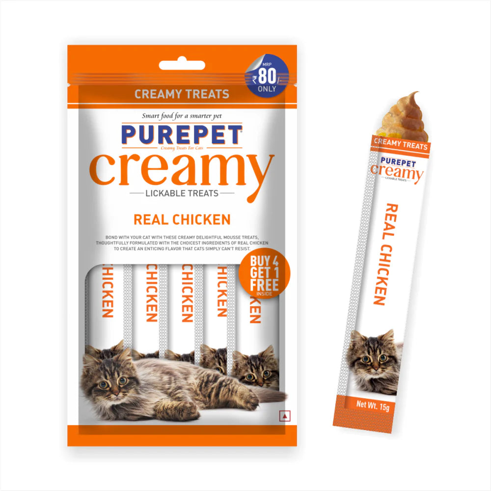 Purepet Real Chicken Creamy Treats For Cats 375gm