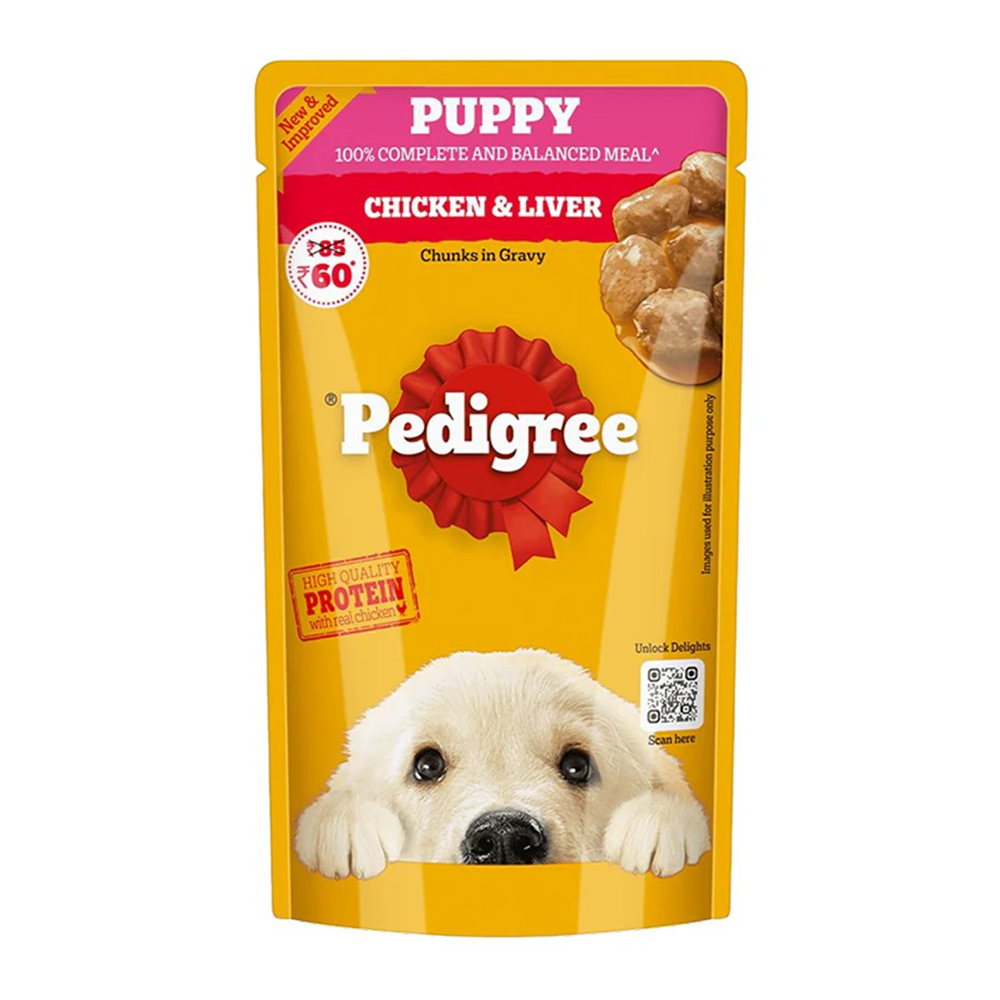 Pedigree Chicken and Liver Chunks in Gravy Puppy Dog Wet Food (130g)