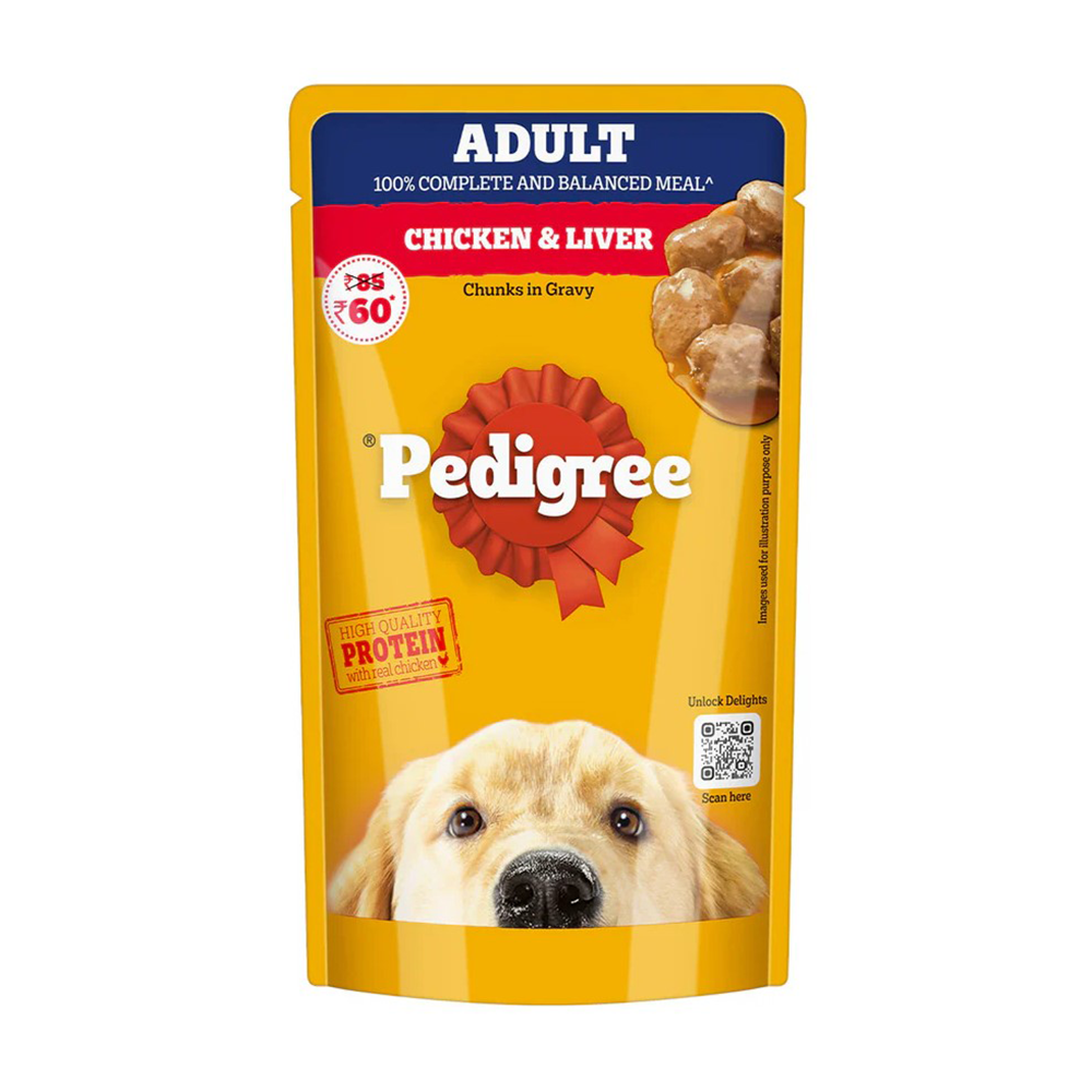 Pedigree Chicken and Liver Chunks in Gravy Adult Dog Wet Food (130g)