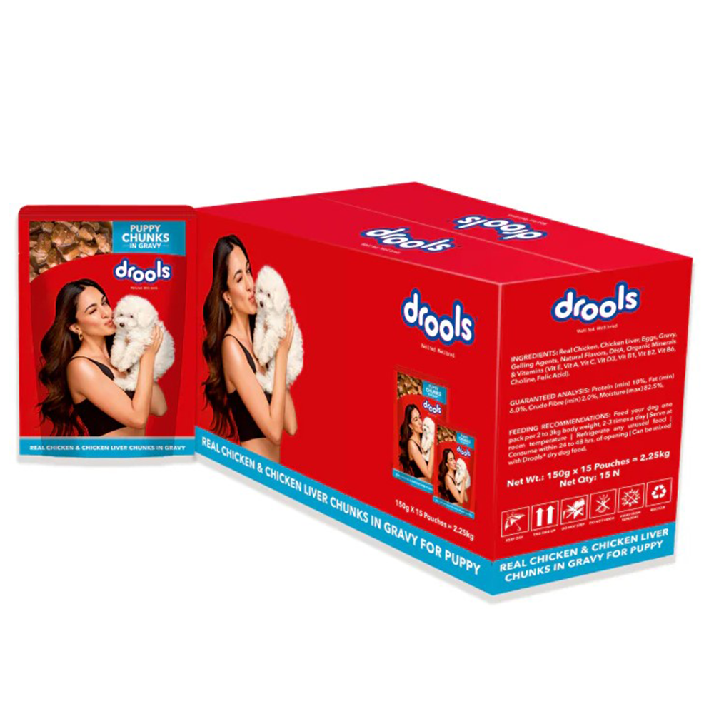 Drools Real Chicken & Chicken Liver Chunks in Gravy Puppy Dog Wet Food (Agra)