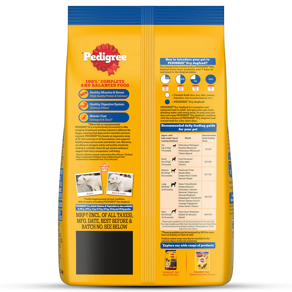 Pedigree Chicken and Vegetables Adult Dog Dry Food