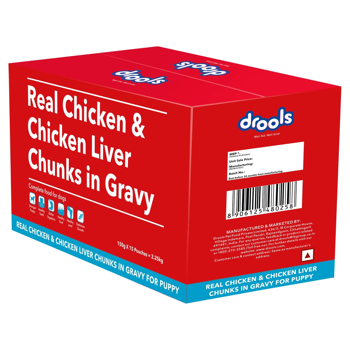 Drools Real Chicken & Chicken Liver Chunks in Gravy Puppy Dog Wet Food (Agra)