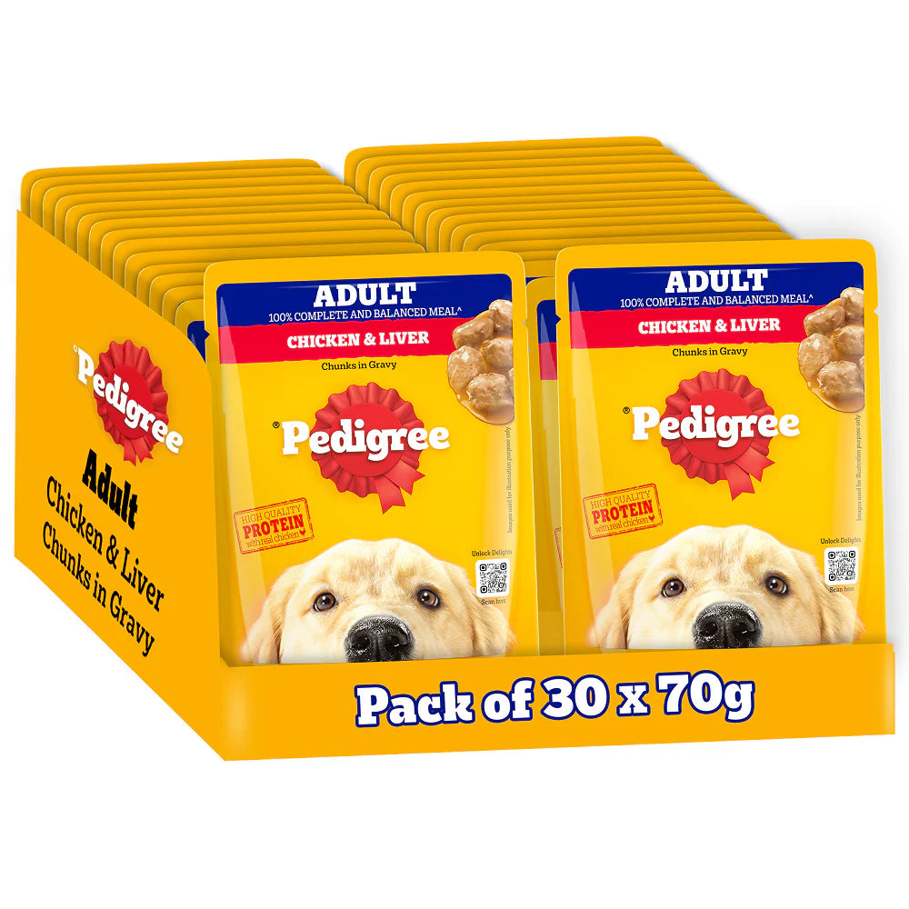 Pedigree Chicken and Liver Chunks in Gravy Adult Dog Wet Food (70g)