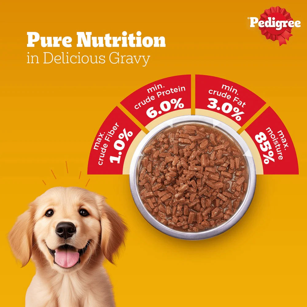 Pedigree Chicken and Liver Chunks in Gravy Puppy Dog Wet Food (130g)