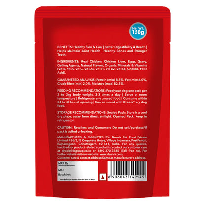 Drools Real Chicken & Chicken Liver Chunks in Gravy Adult Dog Wet Food (Agra)