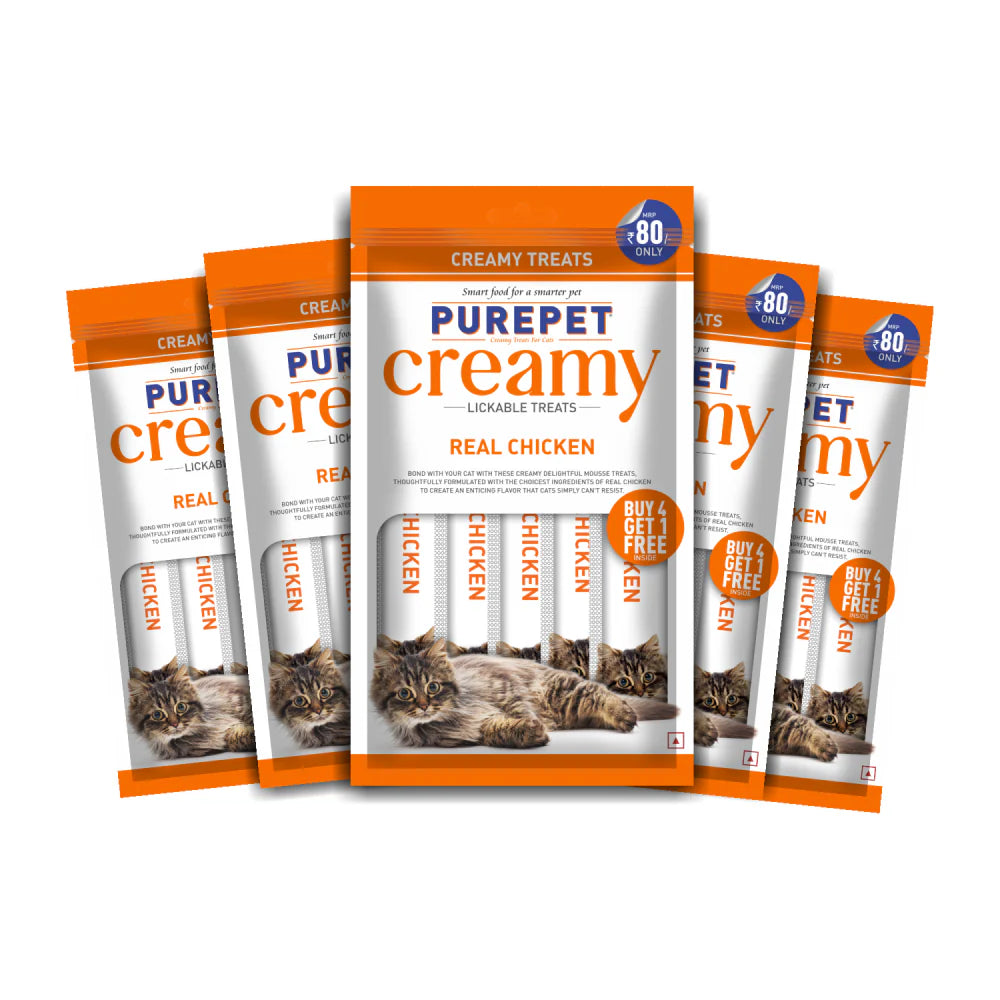 Purepet Real Chicken Creamy Treats For Cats 375gm
