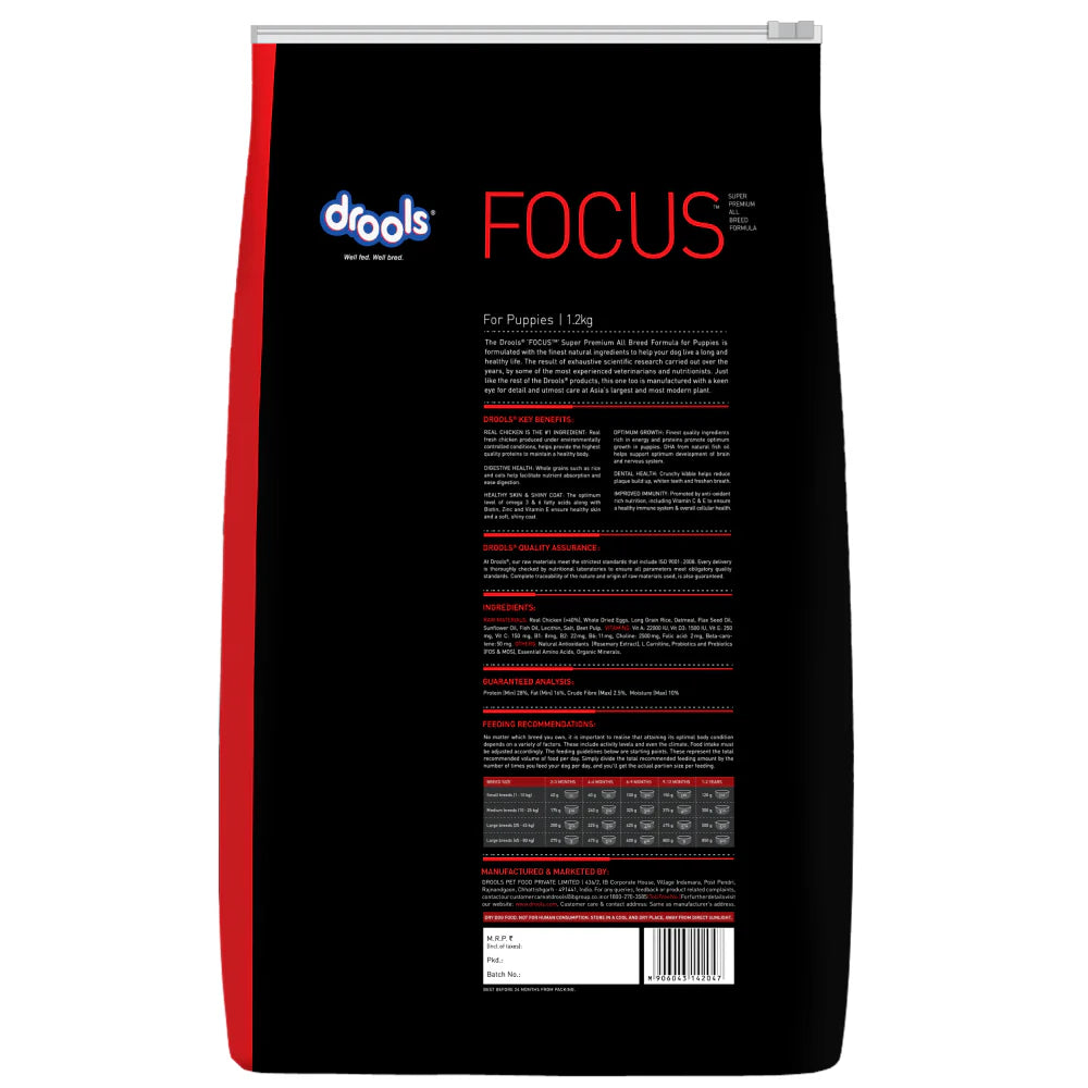 Drools Focus Puppy Dog Food – Super Premium, Corn & Wheat Free