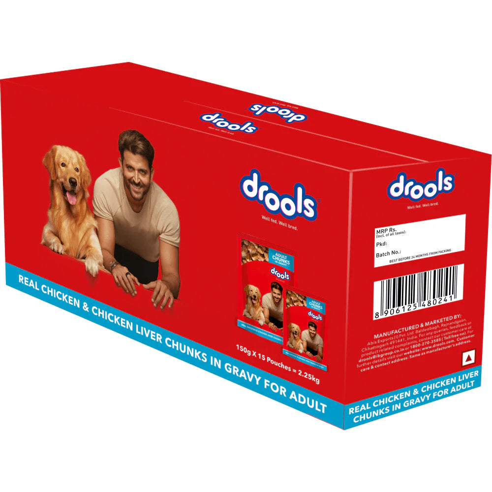 Drools Real Chicken & Chicken Liver Chunks in Gravy Adult Dog Wet Food (Agra)