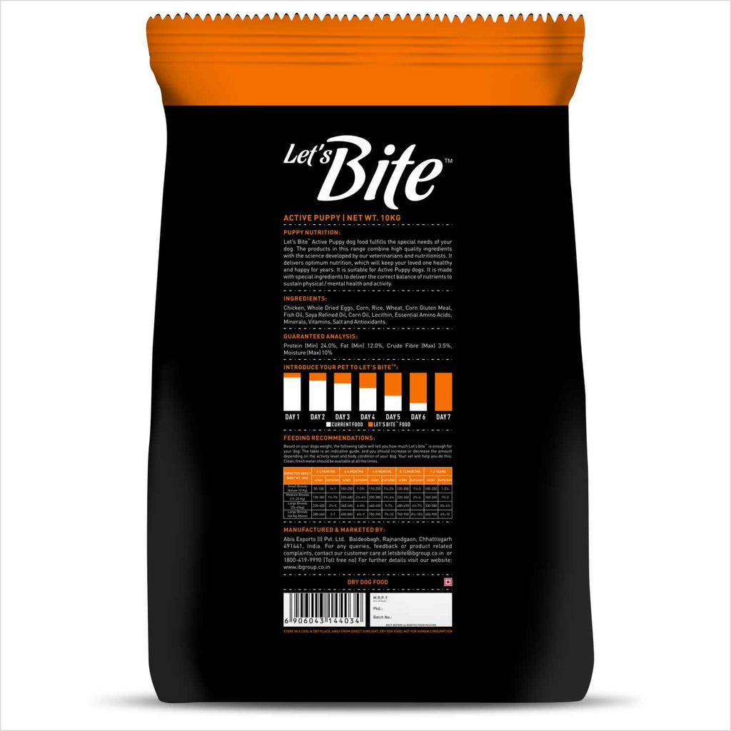 Let's Bite Active Puppy Chicken Dry Dog Food