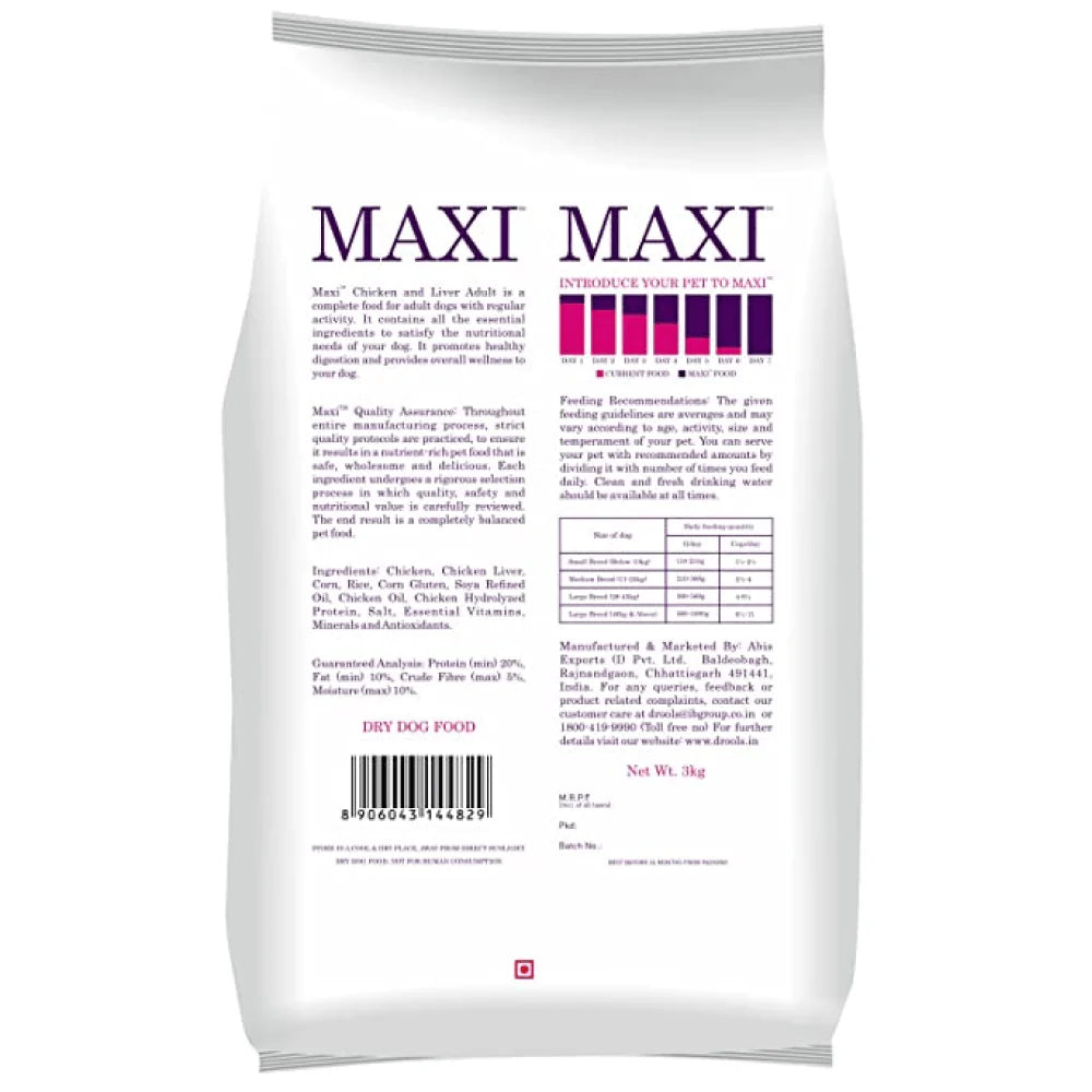 Maxi Adult Chicken and Liver Dry Dog Food
